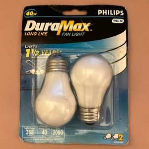 Philips DuraMax 40W Frosted Soft White Medium Bade A15 Fan Light Bulbs (2-Pack)